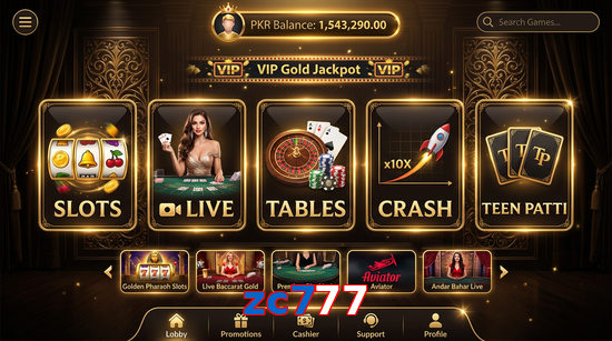 Main screen of Zc777 casino page for PK players